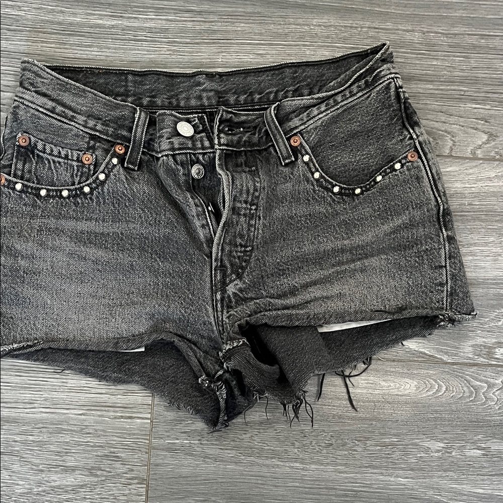 Levi's Charcoal Jean Shorts with Studded Detail